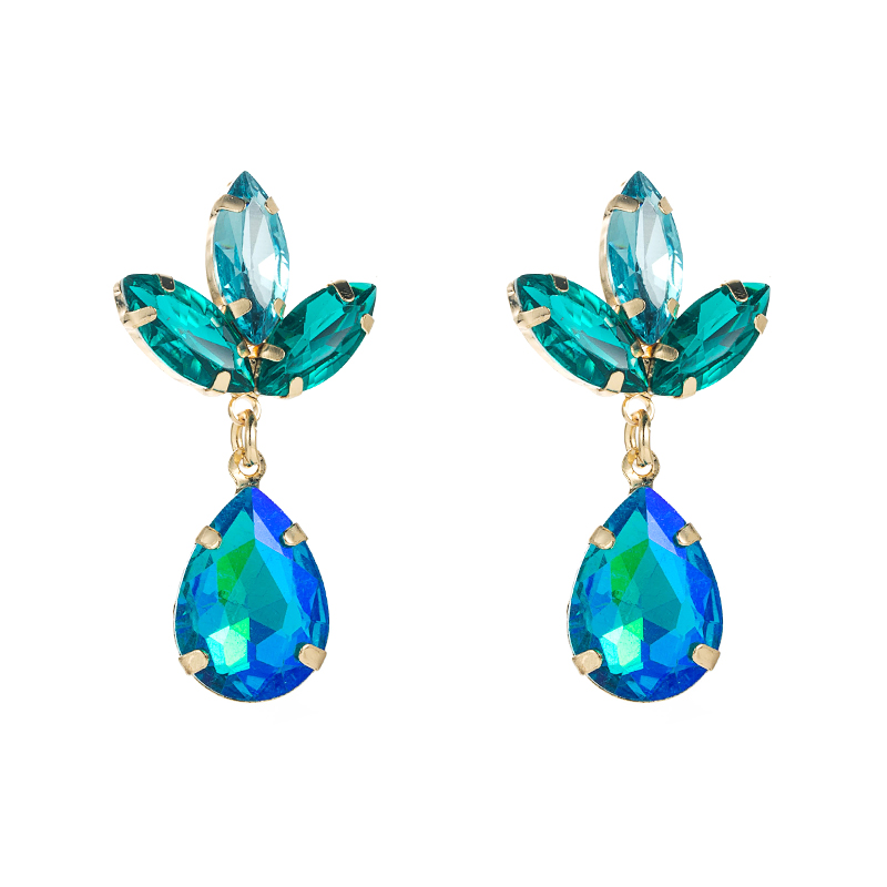 Fashion Multi-layer Drop-shaped Glass Diamond Flower Earrings display picture 8