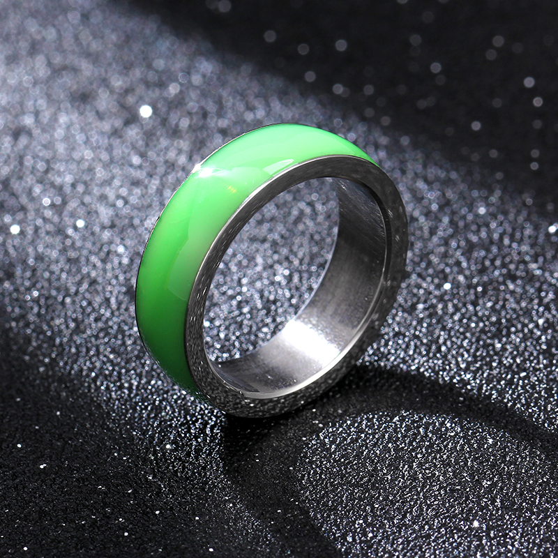 Titanium Steel Hypoallergenic Green Ring display picture 1