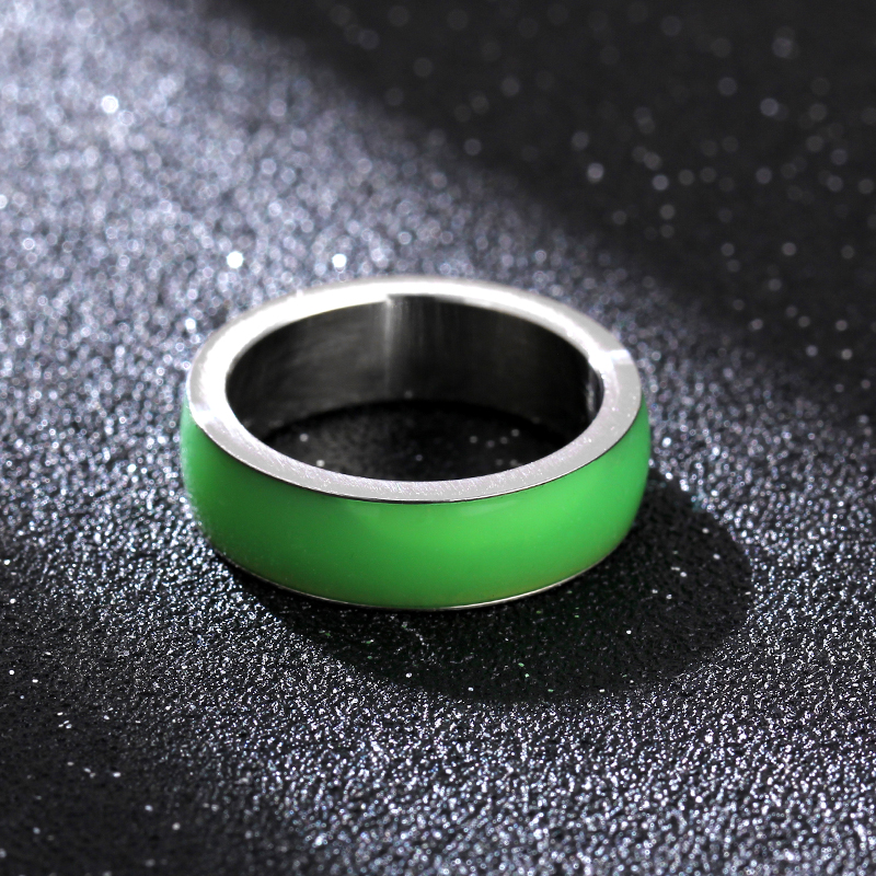 Titanium Steel Hypoallergenic Green Ring display picture 2