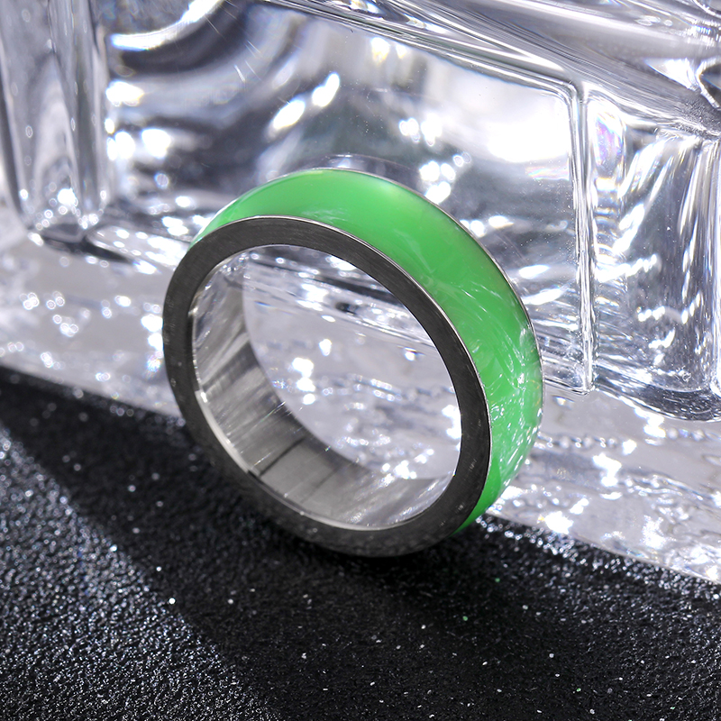 Titanium Steel Hypoallergenic Green Ring display picture 5