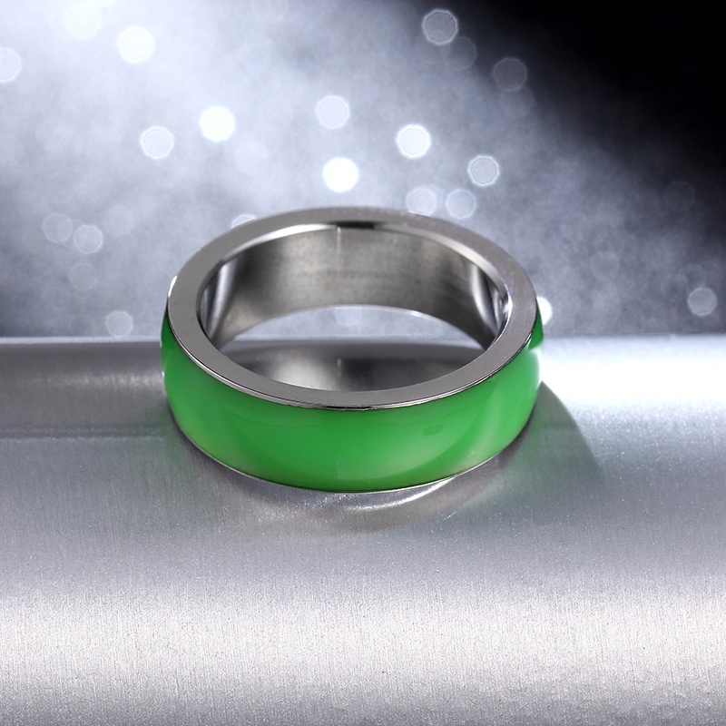 Titanium Steel Hypoallergenic Green Ring display picture 6