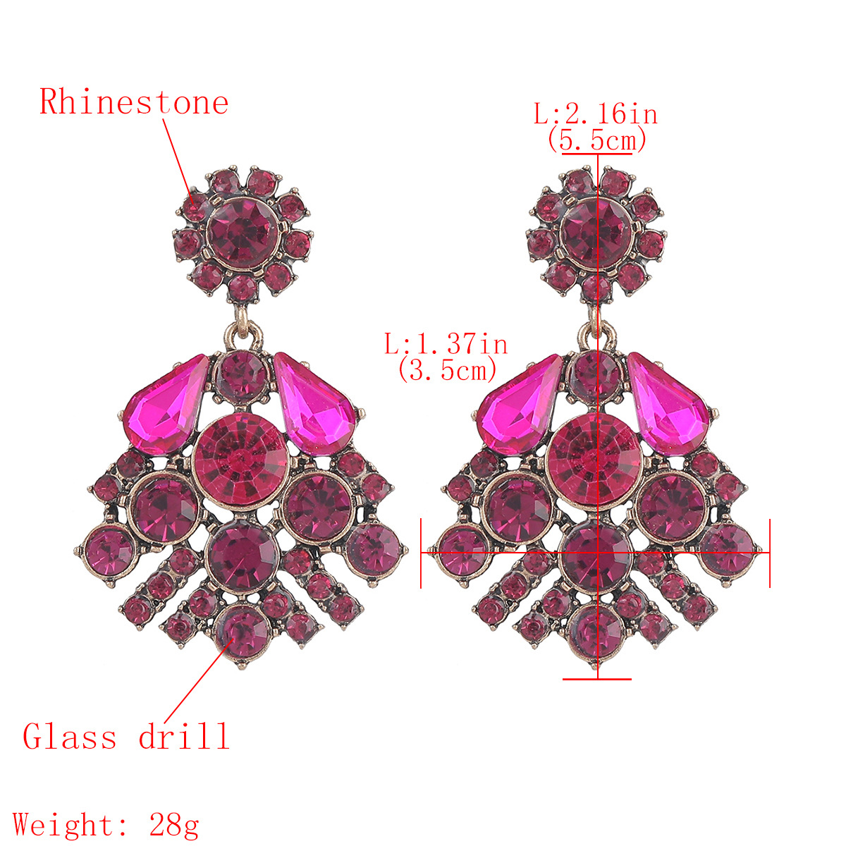 Personality Alloy Diamond Rhinestone Glass Diamond Flower Earrings display picture 1