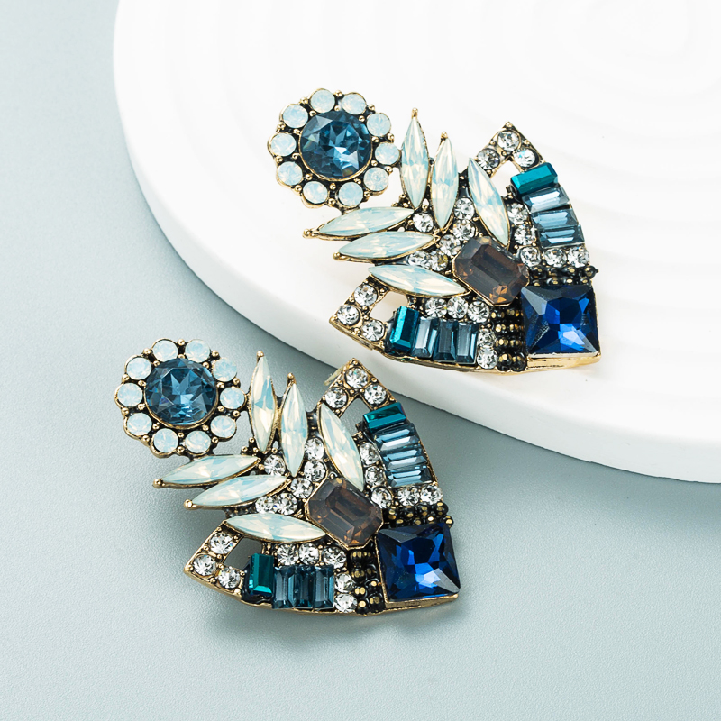 Fashion Alloy Diamond-studded Shiny Earrings Sunflower Flowerpot Earrings display picture 5