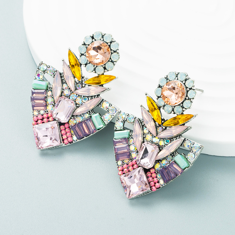 Fashion Alloy Diamond-studded Shiny Earrings Sunflower Flowerpot Earrings display picture 6
