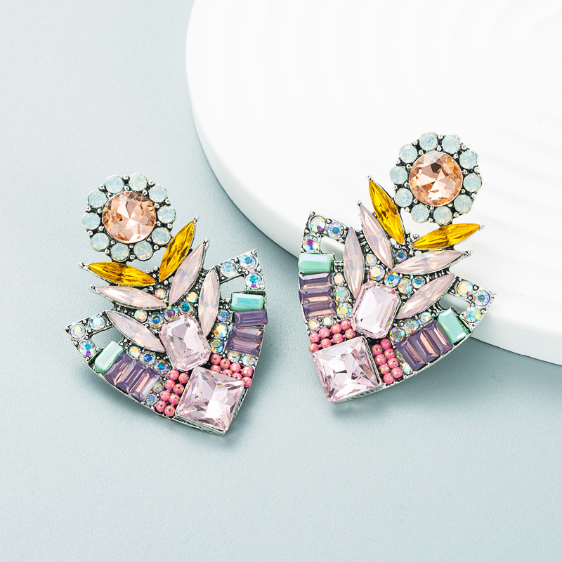 Fashion Alloy Diamond-studded Shiny Earrings Sunflower Flowerpot Earrings display picture 7