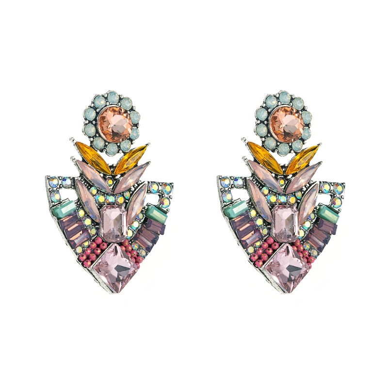 Fashion Alloy Diamond-studded Shiny Earrings Sunflower Flowerpot Earrings display picture 8