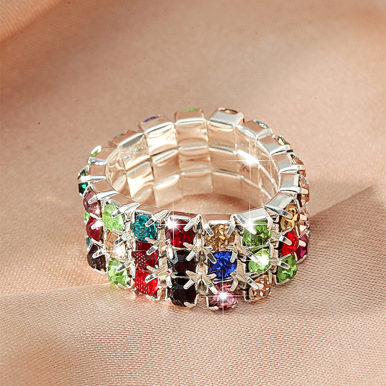 Colorful Romantic Holiday Women's Rhinestone Elastic Ring display picture 1