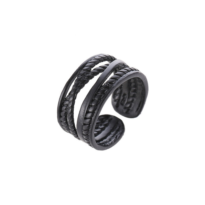 Anillo De Aleación De Metal Negro Envuelto En Anillos De Animales display picture 5