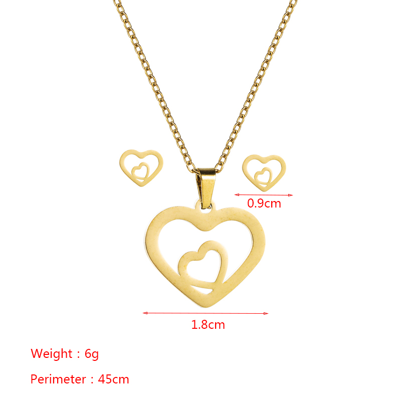 Fashion Creative Geometric Hollow Multi-layer Five-pointed Star Love Necklace Earrings Set display picture 1
