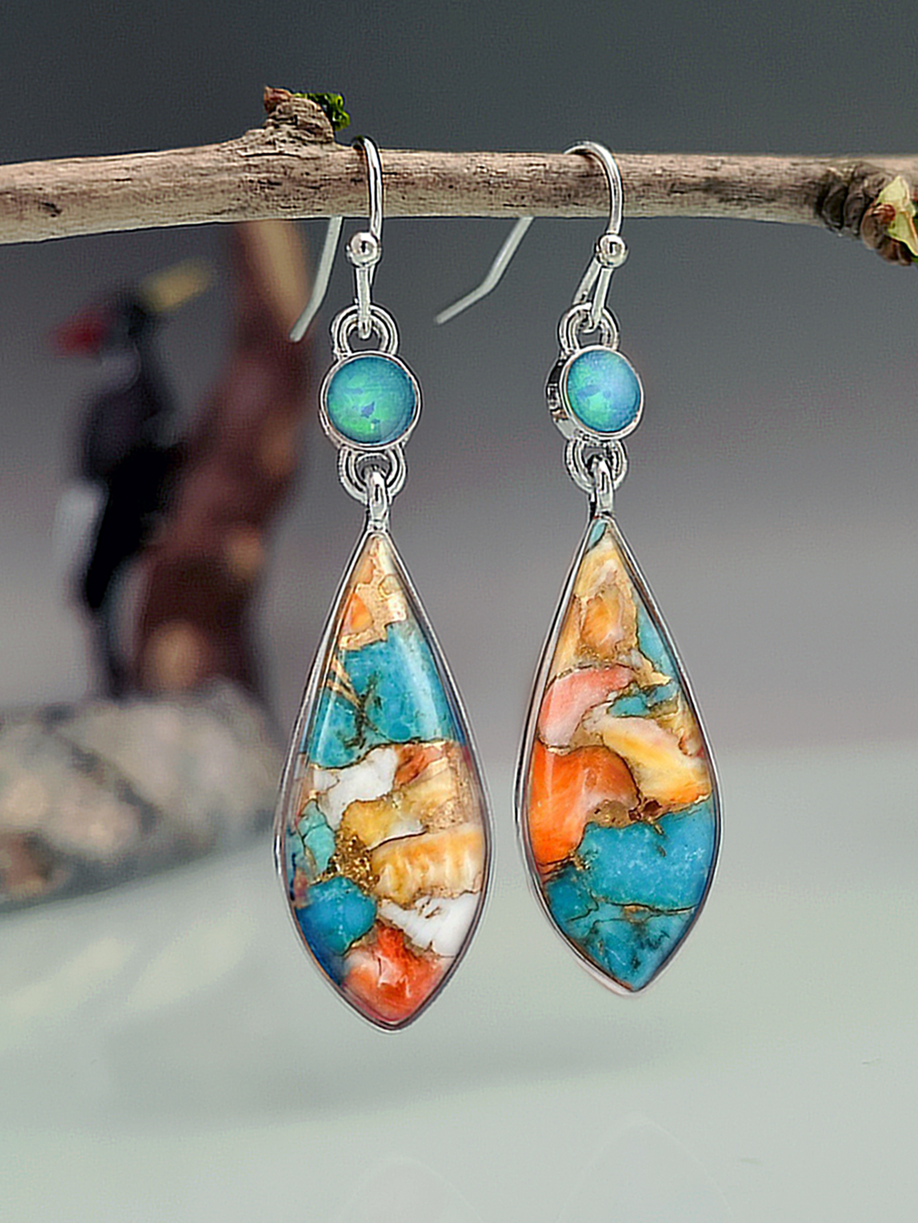 Ethnic Style Geometric Colorful Glazed Alloy Drop Earrings display picture 1