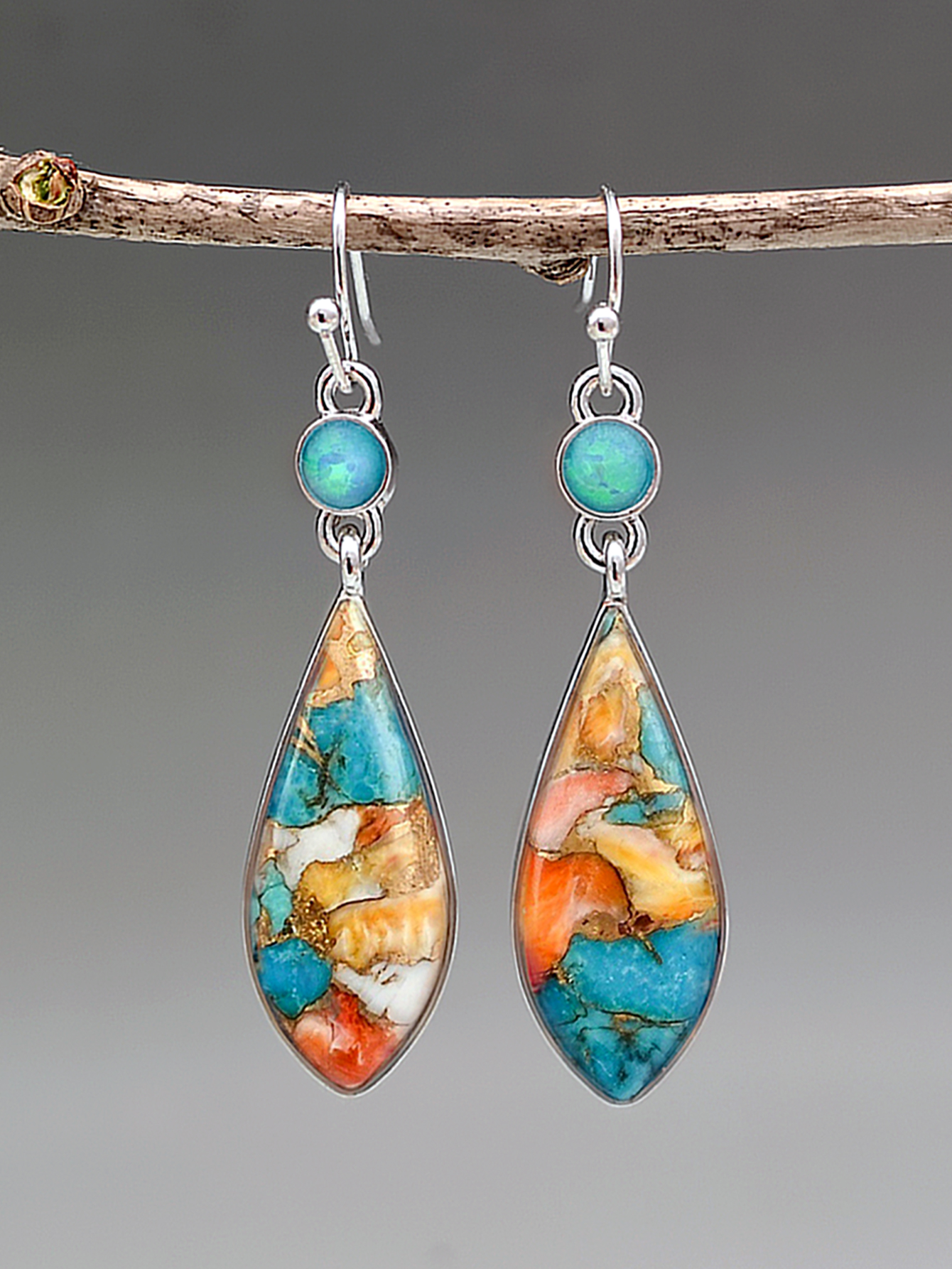 Ethnic Style Geometric Colorful Glazed Alloy Drop Earrings display picture 3