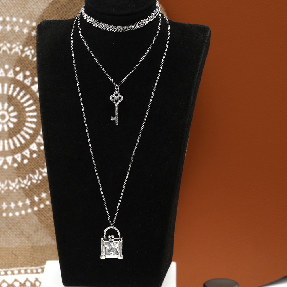 Simple Classic Key Lock Pendant Multi-layer Fashion Sweater Chain Necklace display picture 1