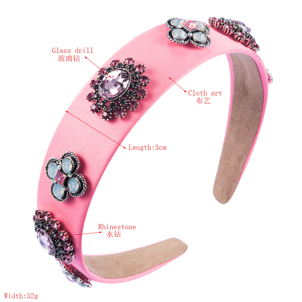 Fashion Headband Color Cloth Baroque Style Pearl Headband Inlaid Glass Drill Headpiece display picture 1