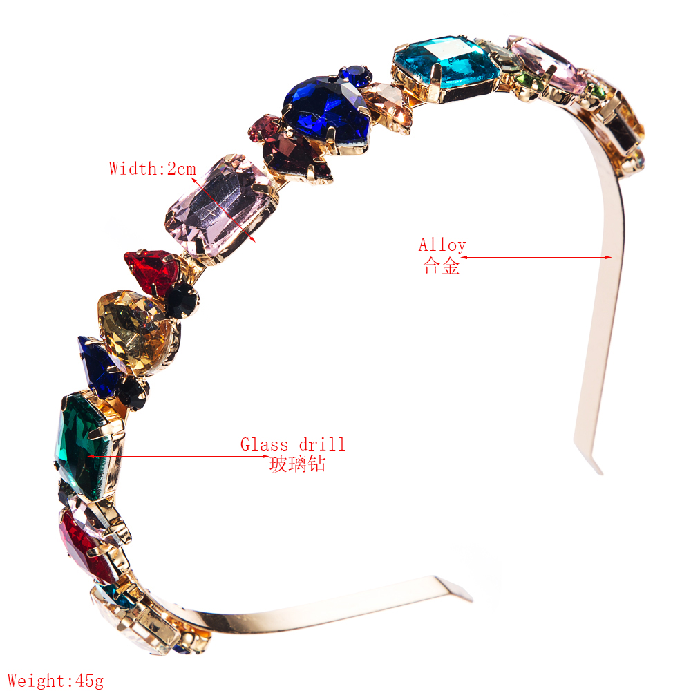 Korean Baroque Headband Fashion Alloy Inlaid Color Diamond Glass Headband display picture 1