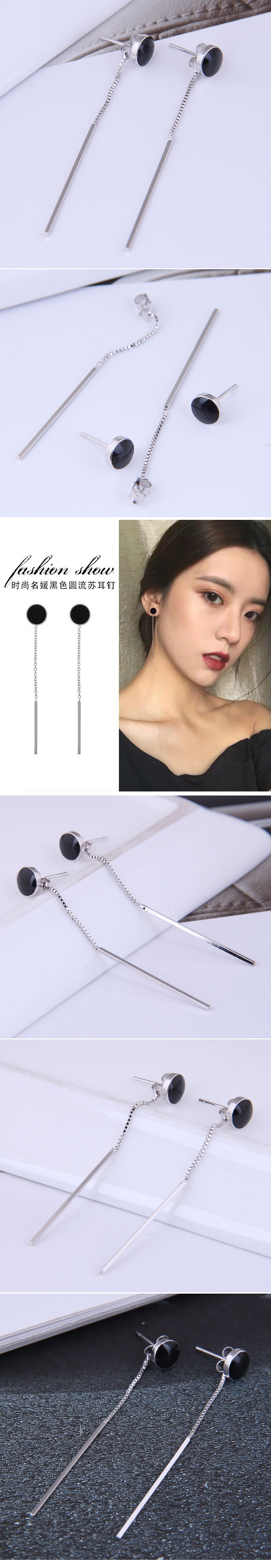Korean Fashion Dripping Oil Tassel Chain Earrings display picture 1