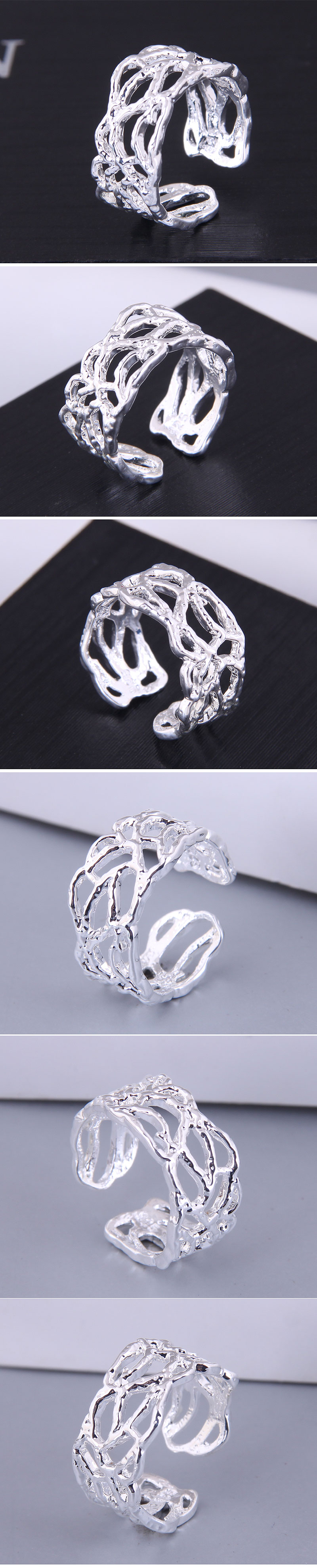 Korean Fashion Hollow Splicing Simple Open Ring display picture 1