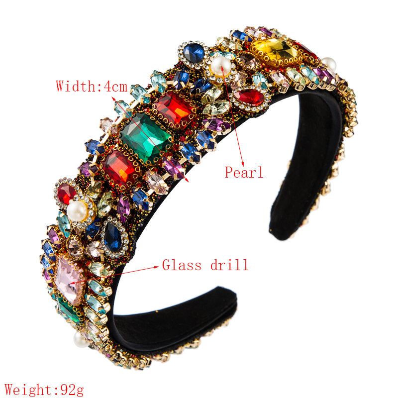 European And American Retro Baroque Color Rhinestone Drop-shaped Headband Female display picture 1