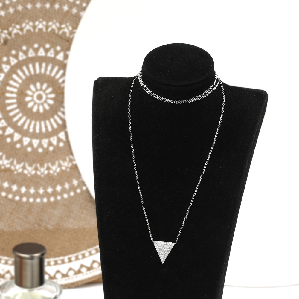 Simple Classic Fashion Multi-layer Triangle Pendant Sweater Chain Necklace display picture 1