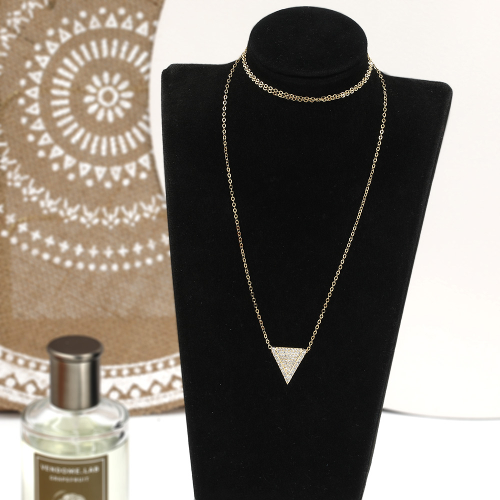 Simple Classic Fashion Multi-layer Triangle Pendant Sweater Chain Necklace display picture 2