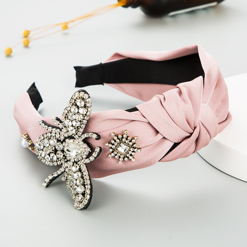Korean Fashion Pure Color Fabric Butterfly Pearl Hairband Inlaid Rhinestone Temperament Hair Accessories display picture 3
