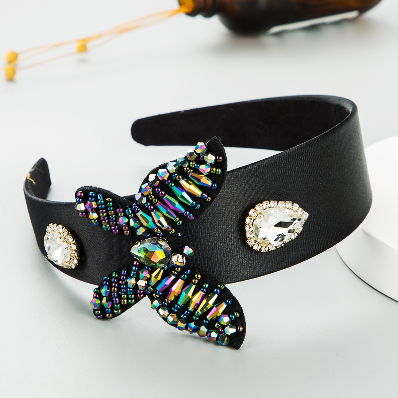New Satin Cloth Inlaid With Rhinestones Handmade Butterfly Accessories Full Diamond Headband display picture 4