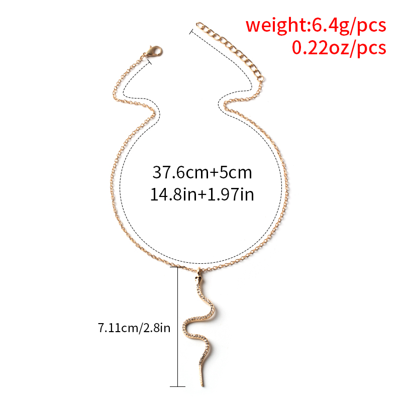 Einfache Halskette Mit Anhänger In Schlangenform Mit Diamanten display picture 3