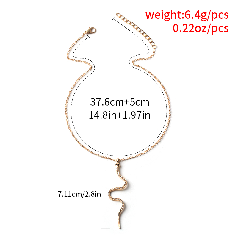 Simple Full Of Diamond Snake Shape Pendant Necklace display picture 3