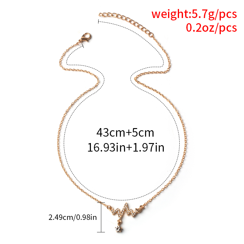 Diamond Heartbeat Shape Necklace Clavicle Chain display picture 3