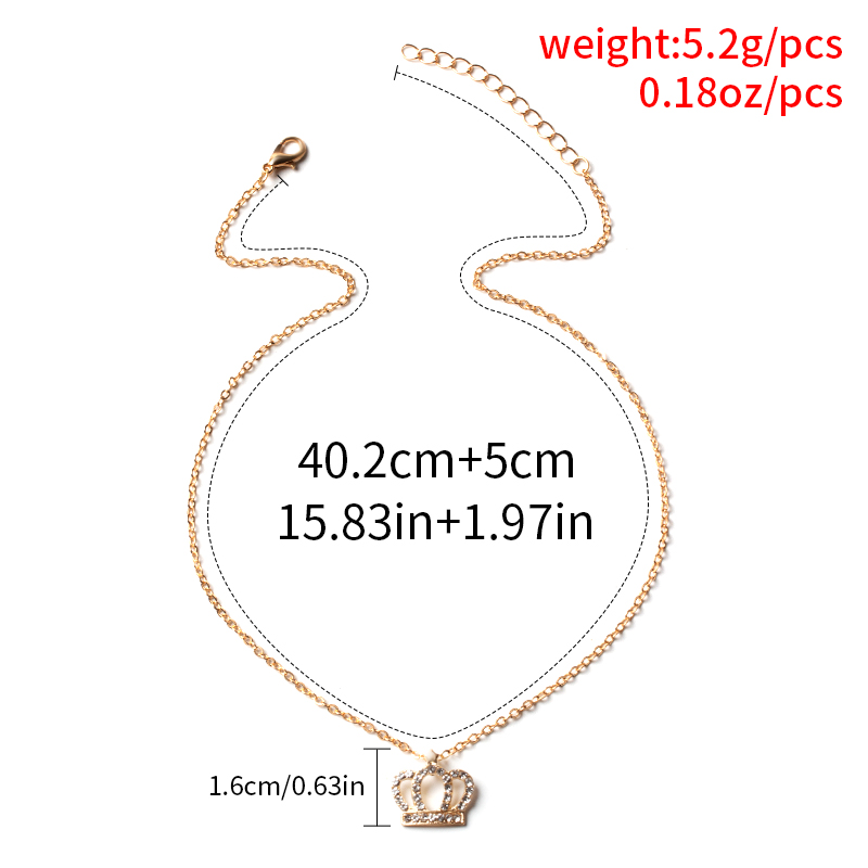 Full Diamond Crown Pendant Clavicle Chain Necklace display picture 4
