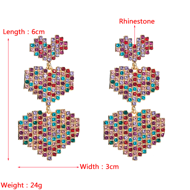 Fashion Gradiente Heart-shaped Rhinestone Earrings display picture 1