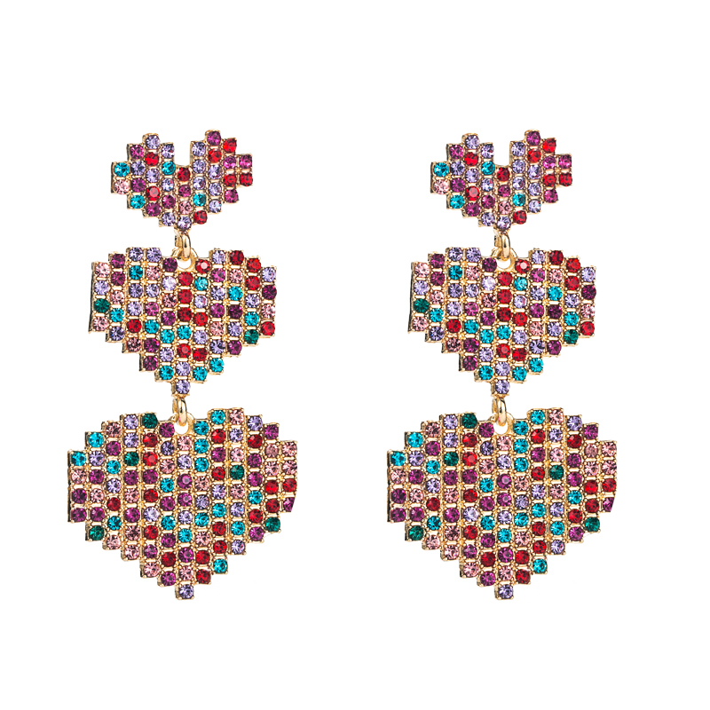 Pendientes De Diamantes De Imitación En Forma De Corazón Gradiente De Moda display picture 8