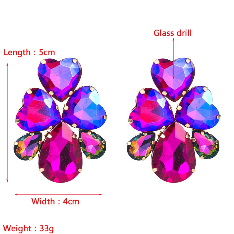 Fashion Alloy Diamond Heart-shaped Drop-shaped Earrings display picture 1