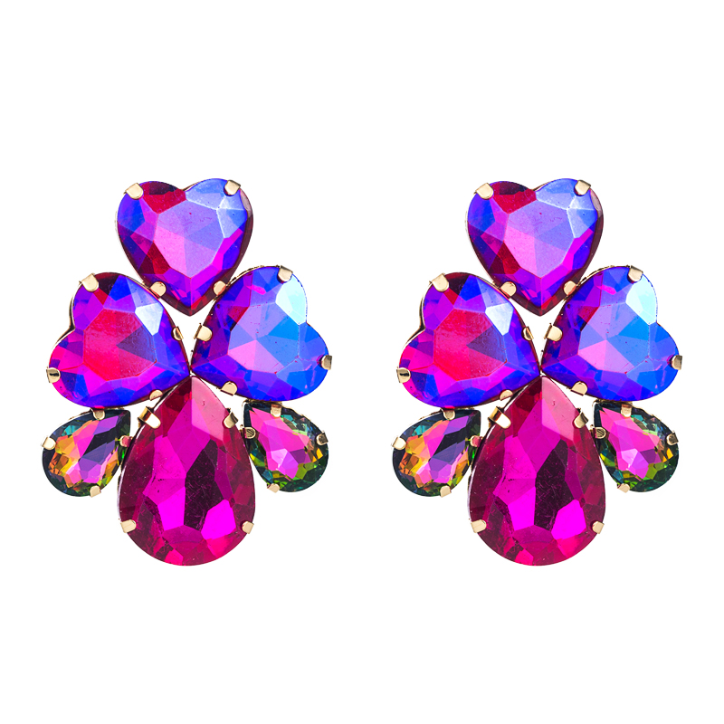 Fashion Alloy Diamond Heart-shaped Drop-shaped Earrings display picture 7