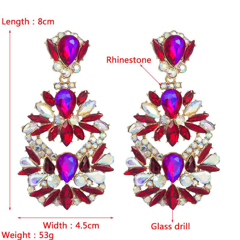 New Alloy Colored Diamond Flower Earrings Fashion Earrings display picture 1