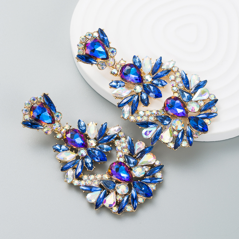 New Alloy Colored Diamond Flower Earrings Fashion Earrings display picture 4