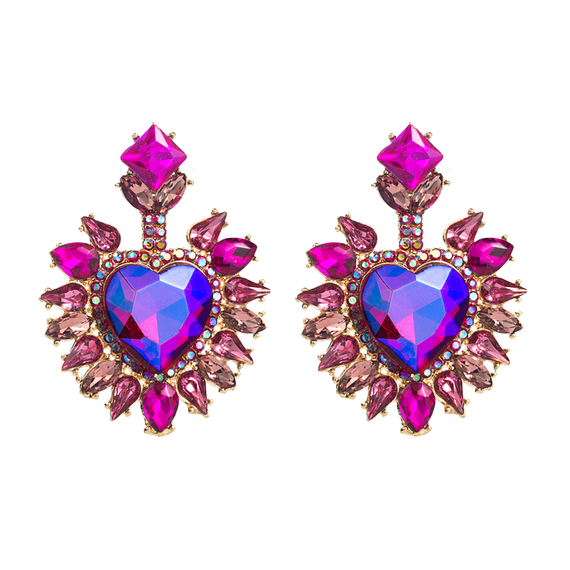 Fashion Diamond-studded Love Heart-shaped Colored Diamond Drop Earring display picture 8