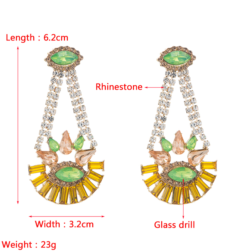Fashion Color Diamond Shiny Alloy Color Diamond Hollow Flower Drop Earring display picture 1