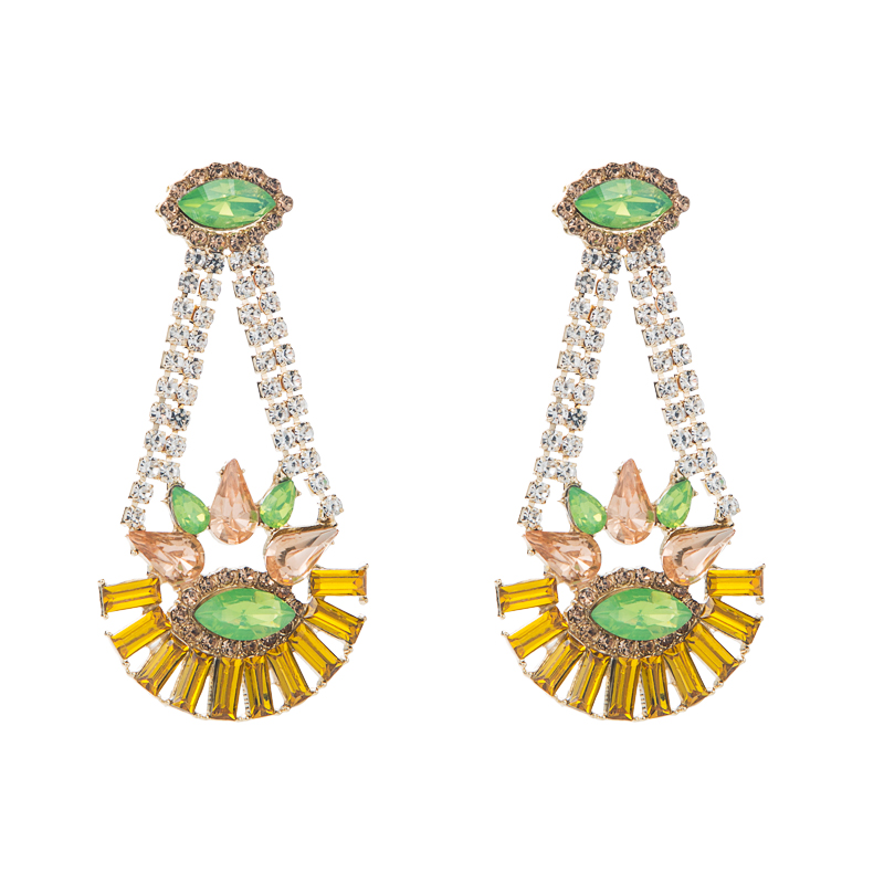 Fashion Color Diamond Shiny Alloy Color Diamond Hollow Flower Drop Earring display picture 8