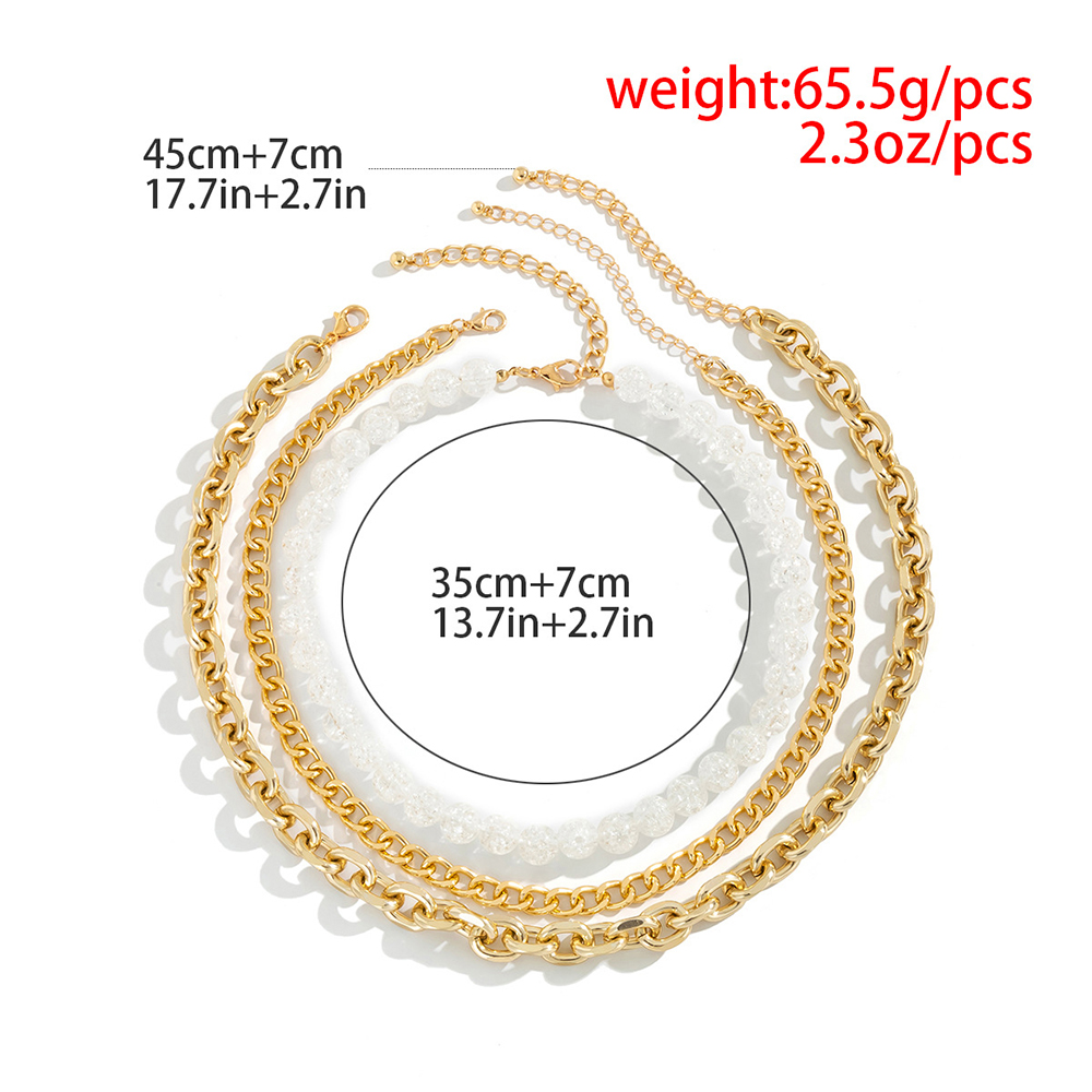 Fashion Woven Acrylic Round Bead Necklace Luxury Hip Hop Thick Aluminum Chain Stacking Clavicle Necklace display picture 2