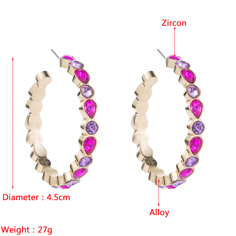 Fashion Shiny Diamond C-shaped Earrings Trendy Hoop Earring display picture 1