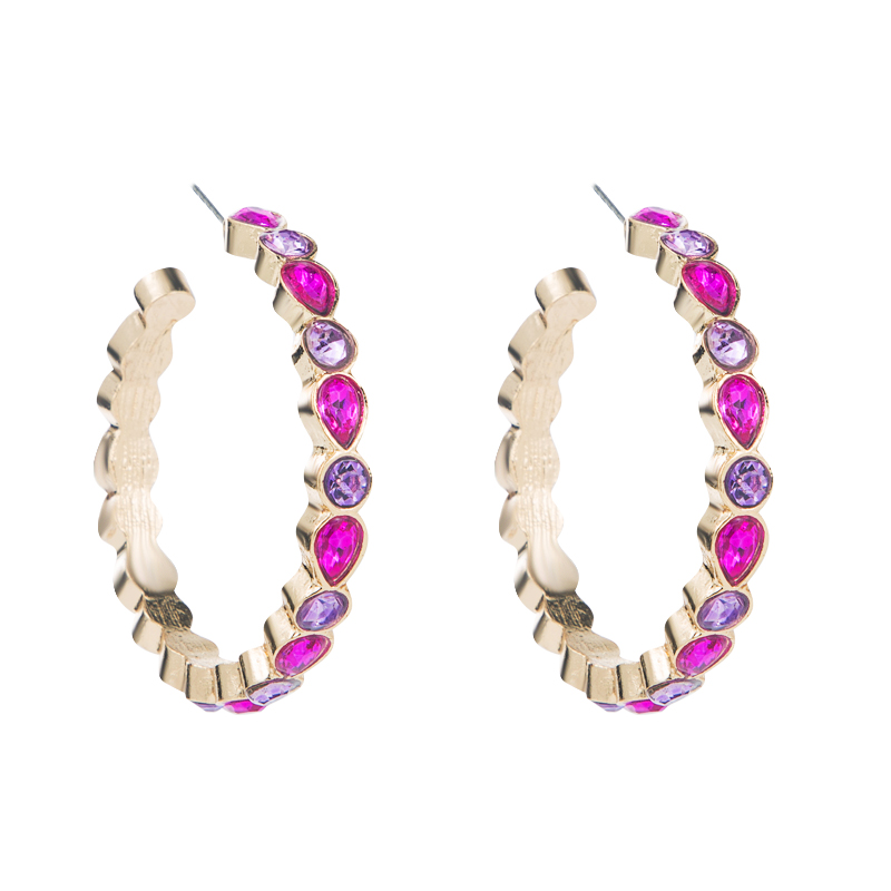 Fashion Shiny Diamond C-shaped Earrings Trendy Hoop Earring display picture 9