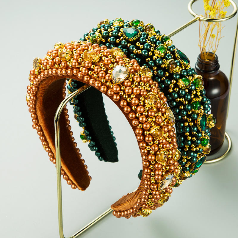Fashion Hair Gypsophila Pearl-studded Flannel Headband display picture 2