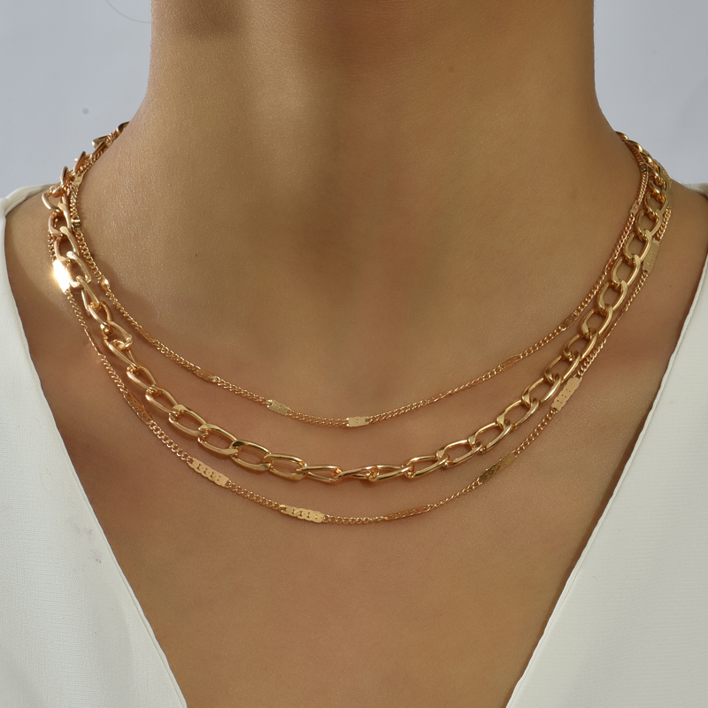 Fashion Geometric Chain Three-layer Necklace Wholesale Jewelry display picture 1