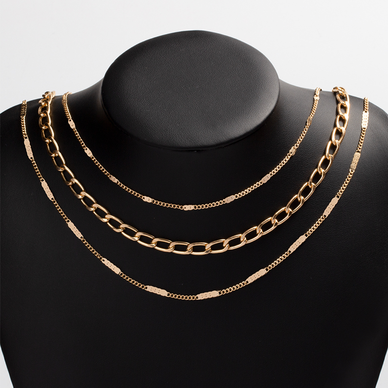 Fashion Geometric Chain Three-layer Necklace Wholesale Jewelry display picture 3