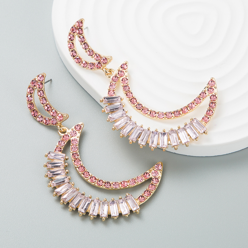 Fashion Diamond Shiny Moon-shaped Long Fairy Earrings Drop Earring display picture 3