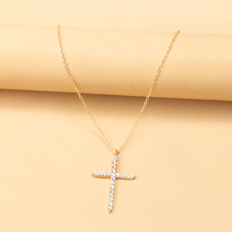 Simple Full Diamond Cross Necklace Wholesale Jewelry display picture 2