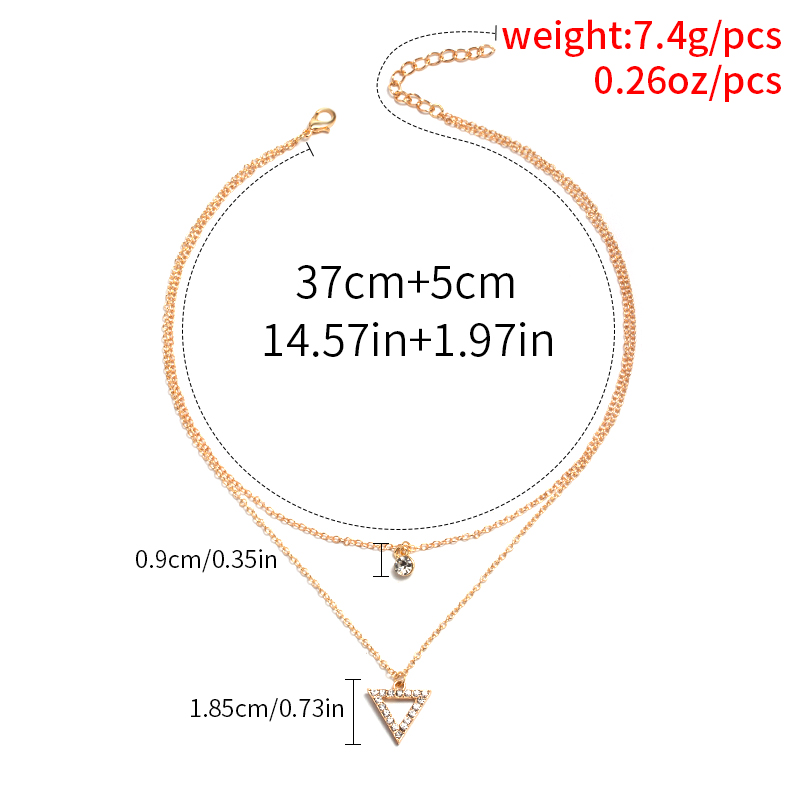 Fashion Diamond-studded Triangle Double-layer Necklace display picture 7