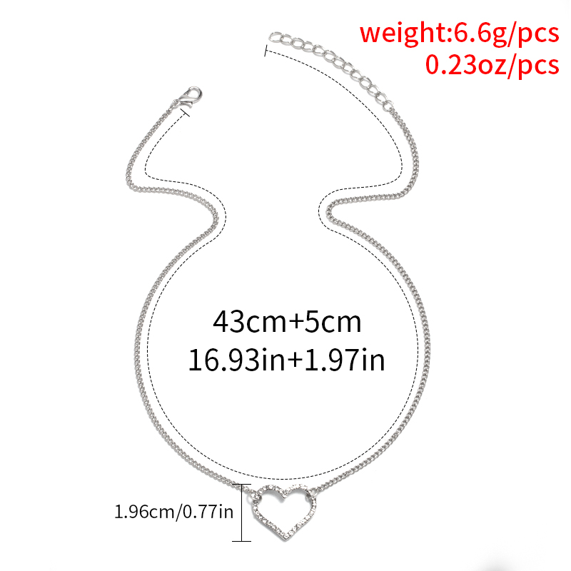 Simple Full Diamond Peach Heart Necklace Wholesale Jewelry display picture 9