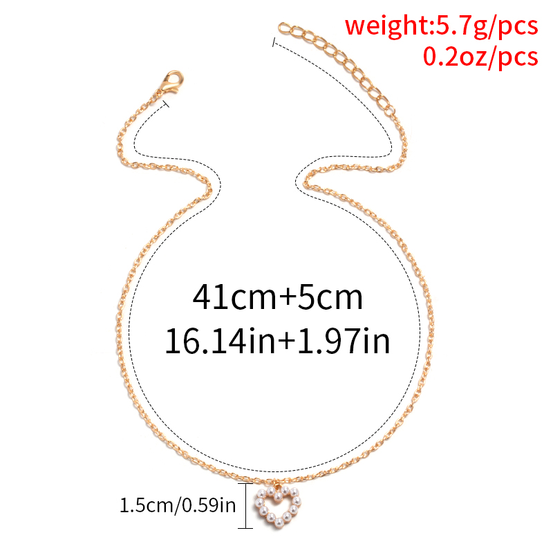Simple Style Heart Metal Artificial Pearls Women's Pendant Necklace display picture 8