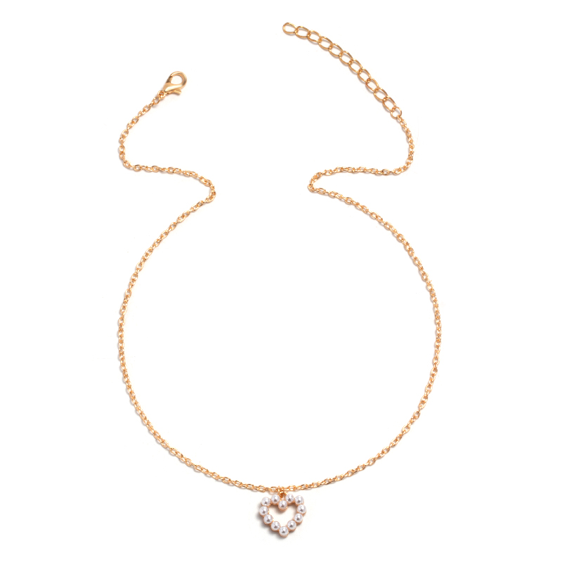 Einfacher Stil Herz Metall Künstliche Perlen Frau Halskette Mit Anhänger display picture 9